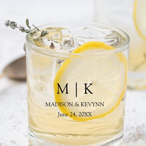 Modern Minimalist Monogram Wedding  Whiskey Glass