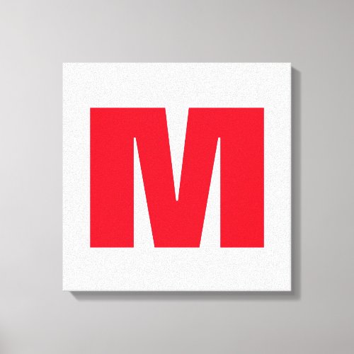 Modern Minimalist Monogram White Red Canvas Print