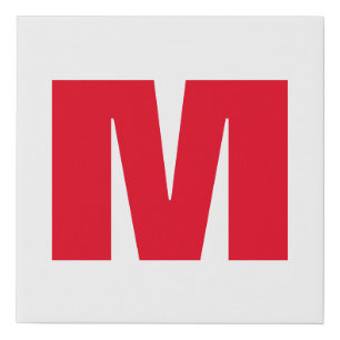 Modern Minimalist Monogram White Red Faux Canvas Print