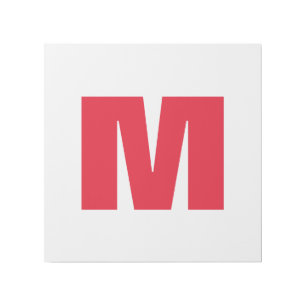 Modern Minimalist Monogram White Red Gallery Wrap