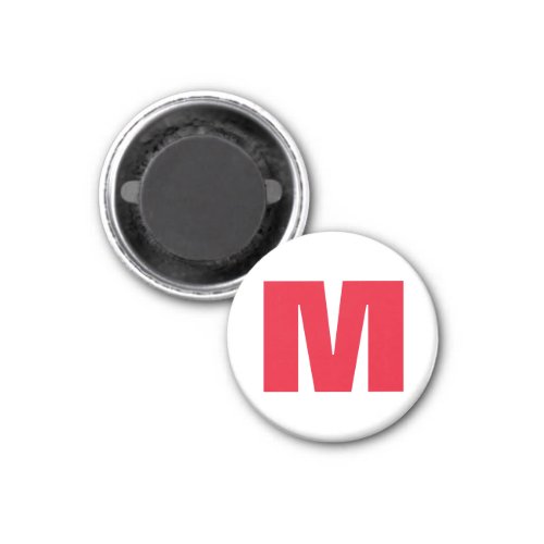 Modern Minimalist Monogram White Red Magnet