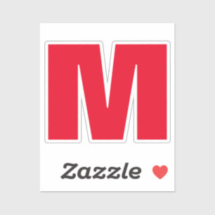 Modern Minimalist Monogram White Red Sticker