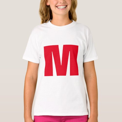 Modern Minimalist Monogram White Red T_Shirt