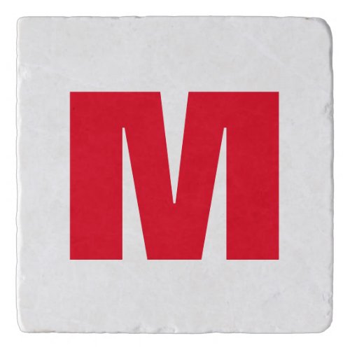 Modern Minimalist Monogram White Red Trivet