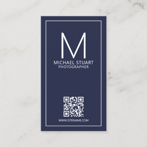 Modern Minimalist Monogram with Qr Code Business C Business Card