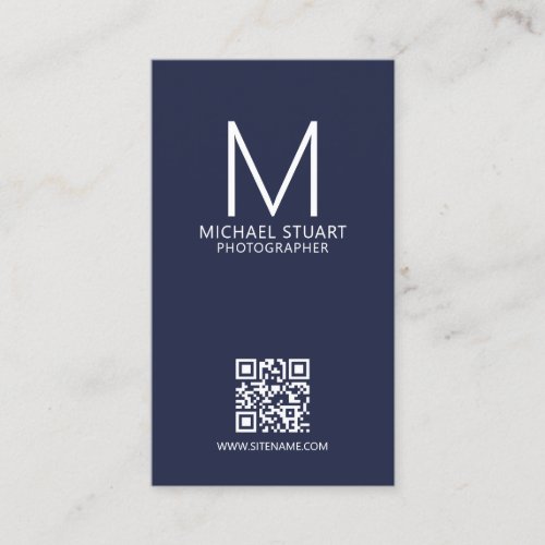 Modern Minimalist Monogram with Qr Code Business Card