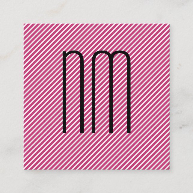 Modern Minimalist Monogram with Stripes Square Business Card (Front)