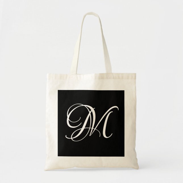 Modern Minimalist Monogrammed Wedding Tote Bag (Front)