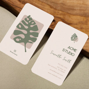 Modern Minimalist Monstera Business Card