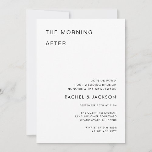 Modern Minimalist Morning After Wedding Brunch  Invitation