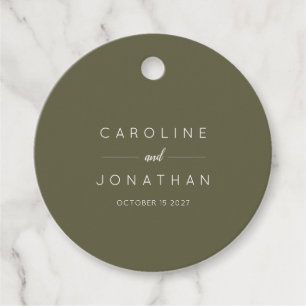 Modern Minimalist Moss Green Custom Wedding Favor Tags