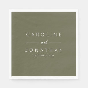 Modern Minimalist Moss Green Custom Wedding Napkins