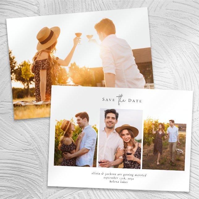Modern Minimalist Multi Photo Collage Wedding Save The Date (Creator Uploaded)