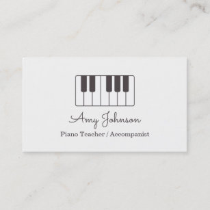 Modern Minimalist Music Piano Teacher Business Card