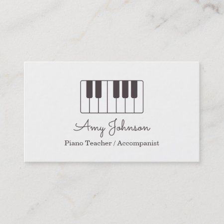 Modern Minimalist Music Piano Teacher Business Card