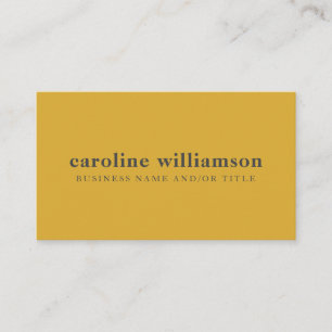 Modern Minimalist Mustard Yellow Gray Text Custom Business Card
