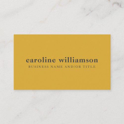 Modern Minimalist Mustard Yellow Gray Text Custom  Business Card