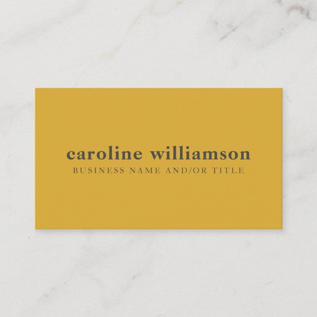 Modern Minimalist Mustard Yellow Gray Text Custom  Business Card (Front)