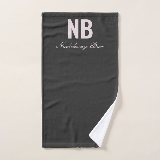 Modern Minimalist Nail Salon Custom Black Hand Towel (Hand Towel)