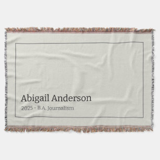 Modern Minimalist Name and Title, Graduation Throw Blanket
