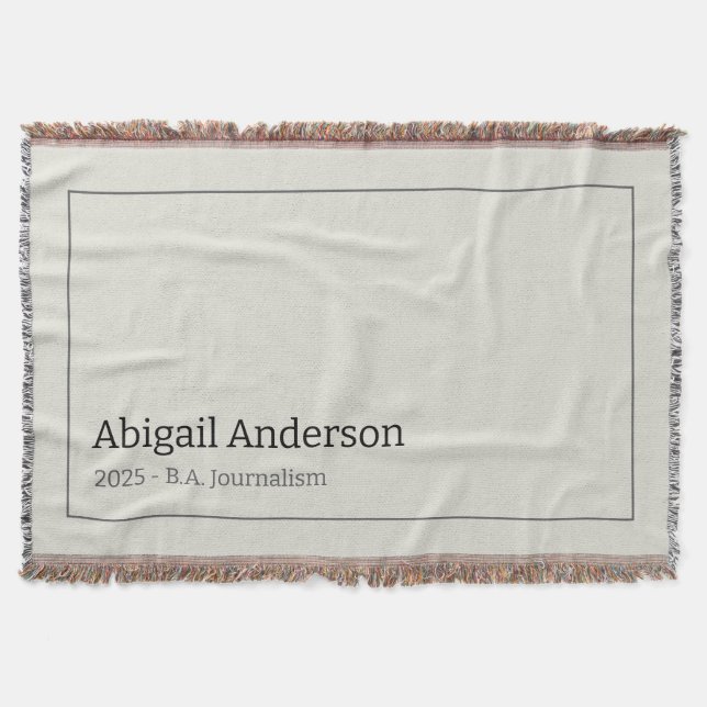 Modern Minimalist Name and Title, Graduation Throw Blanket (Front)