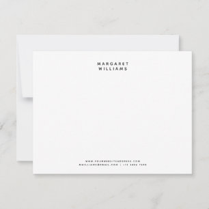 Modern Minimalist Name Contact Details  Note Card