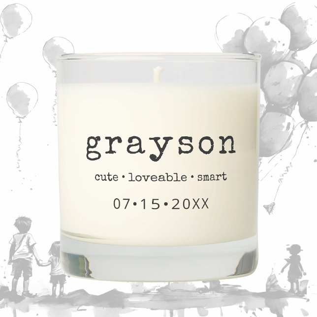 Modern Minimalist Name Date Scented Candle (Creator Uploaded)