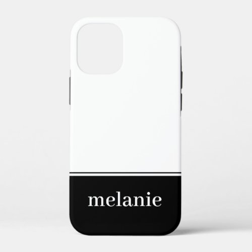 Modern Minimalist Name iPhone Case  Black White