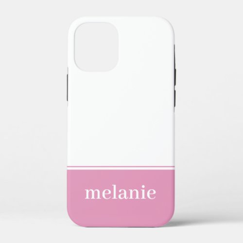 Modern Minimalist Name iPhone Case  Pink White