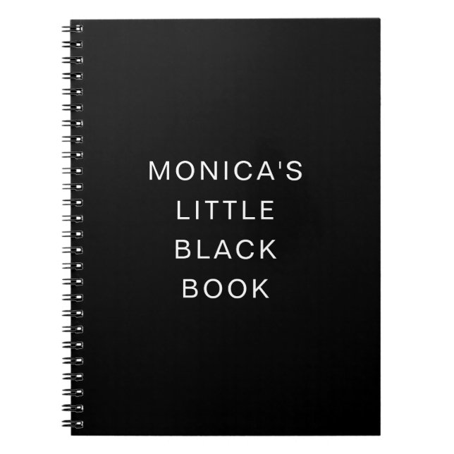 Modern Minimalist Name Little Black Notebook (Front)