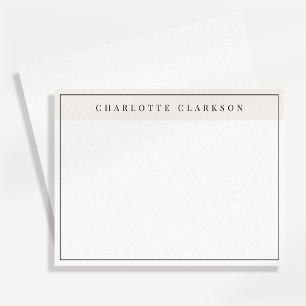 Modern Minimalist Name Note Card with Black Border