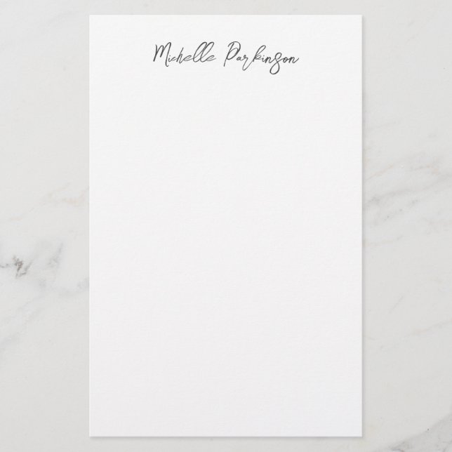 Modern Minimalist Name Personalized Calligraphy Stationery (Front)
