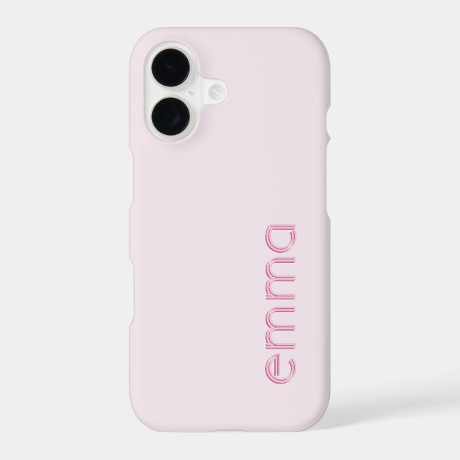 Modern Minimalist Name Pink Monogram  iPhone Case (Back)