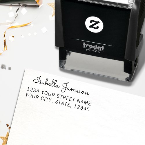 Modern Minimalist Name Return Address Self_inking Stamp