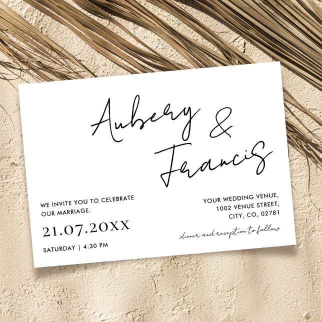 Modern Minimalist Name Script Calligraphy Black Invitation (Creator Uploaded)