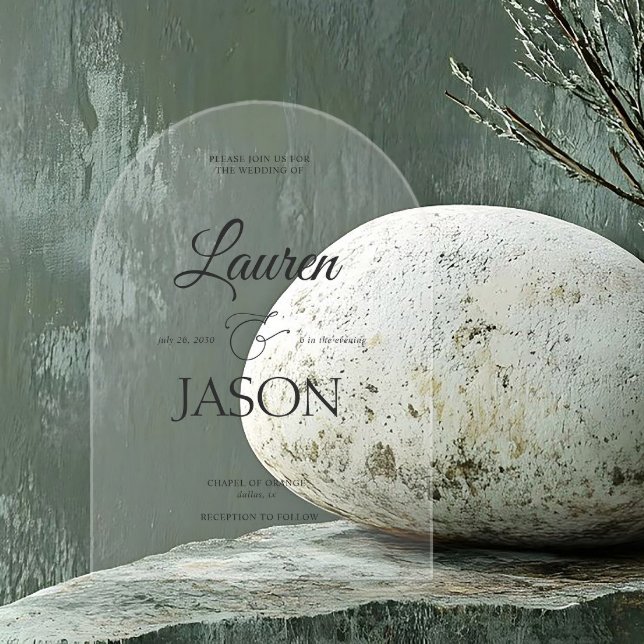 Modern Minimalist Names Calligraphy Black Acrylic Invitations (Creator Uploaded)