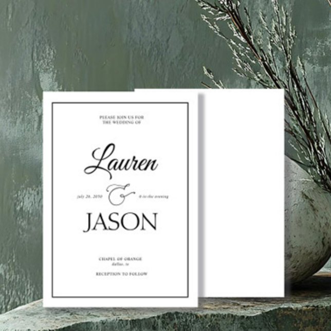 Modern Minimalist Names Calligraphy Black Invitation (Creator Uploaded)