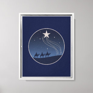 Modern Minimalist Nativity Christmas Elegant Silve Canvas Print