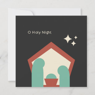 Modern Minimalist Nativity "O Holy Night"  Holiday Card