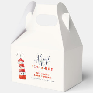 Modern Minimalist Nautical Lighthouse Baby Shower Favor Boxes