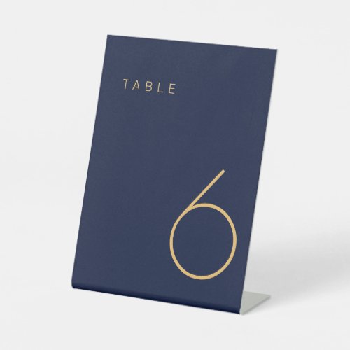 Modern Minimalist Navy and Gold Table Number Pedestal Sign