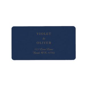 Modern Minimalist Navy and Gold Wedding address Label