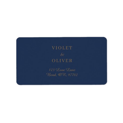 Modern Minimalist  Navy and Gold Wedding address Label