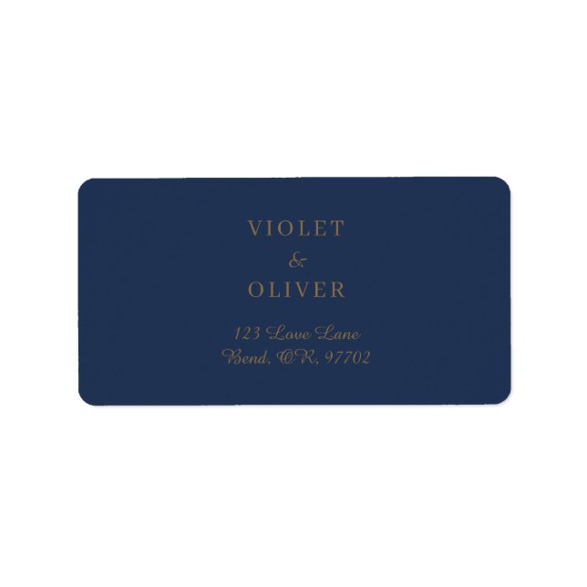 Modern Minimalist | Navy and Gold Wedding address Label (Front)
