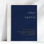 Modern Minimalist | Navy And Gold Wedding Real Foil Invitation<br><div class="desc">This modern minimalist | navy and gold wedding real foil invitation is perfect for your classy boho wedding. Its simple, unique abstract design accompanied by a contemporary minimal script, navy and gold color palette, and premium shiny foil-pressed lettering gives this product a feel of elegant formal luxury while staying simplistic,...</div>