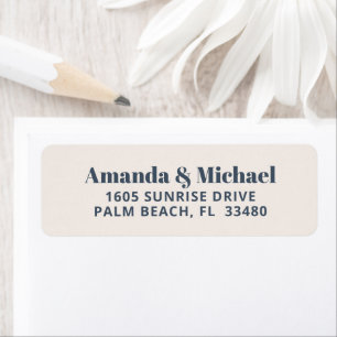 Modern Minimalist Navy Blue and Ecru Beige Label