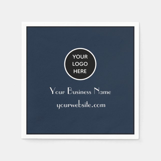 Modern Minimalist Navy Blue Business logo Modern Napkins (Front)