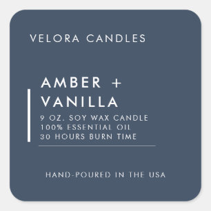 Modern Minimalist Navy Blue Candle Label Sticker