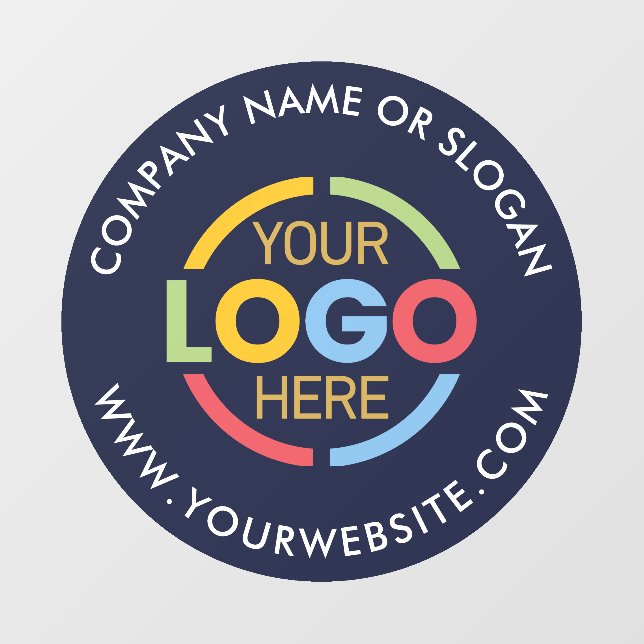 Modern Minimalist Navy Blue Company Business Logo Wall Decal (Front)