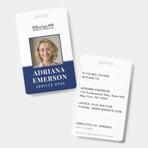 Modern Minimalist Navy Blue Corporate Photo Badge